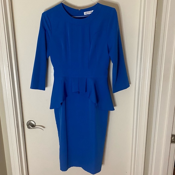 NWT Blue Peplum Work Dress - Picture 2 of 4